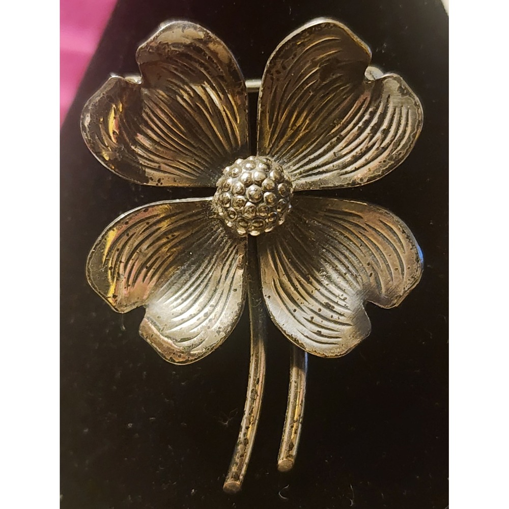 Vintage Sterling Silver Dogwood Flower Brooch MCM Floral Beaucraft READ